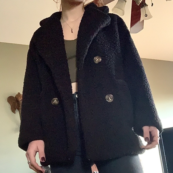 Vintage Jackets & Blazers - 💖2/60$💖Black Teddy Coat